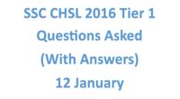 SSC CHSL 2016 Tier 1 Questions Asked on 12 January